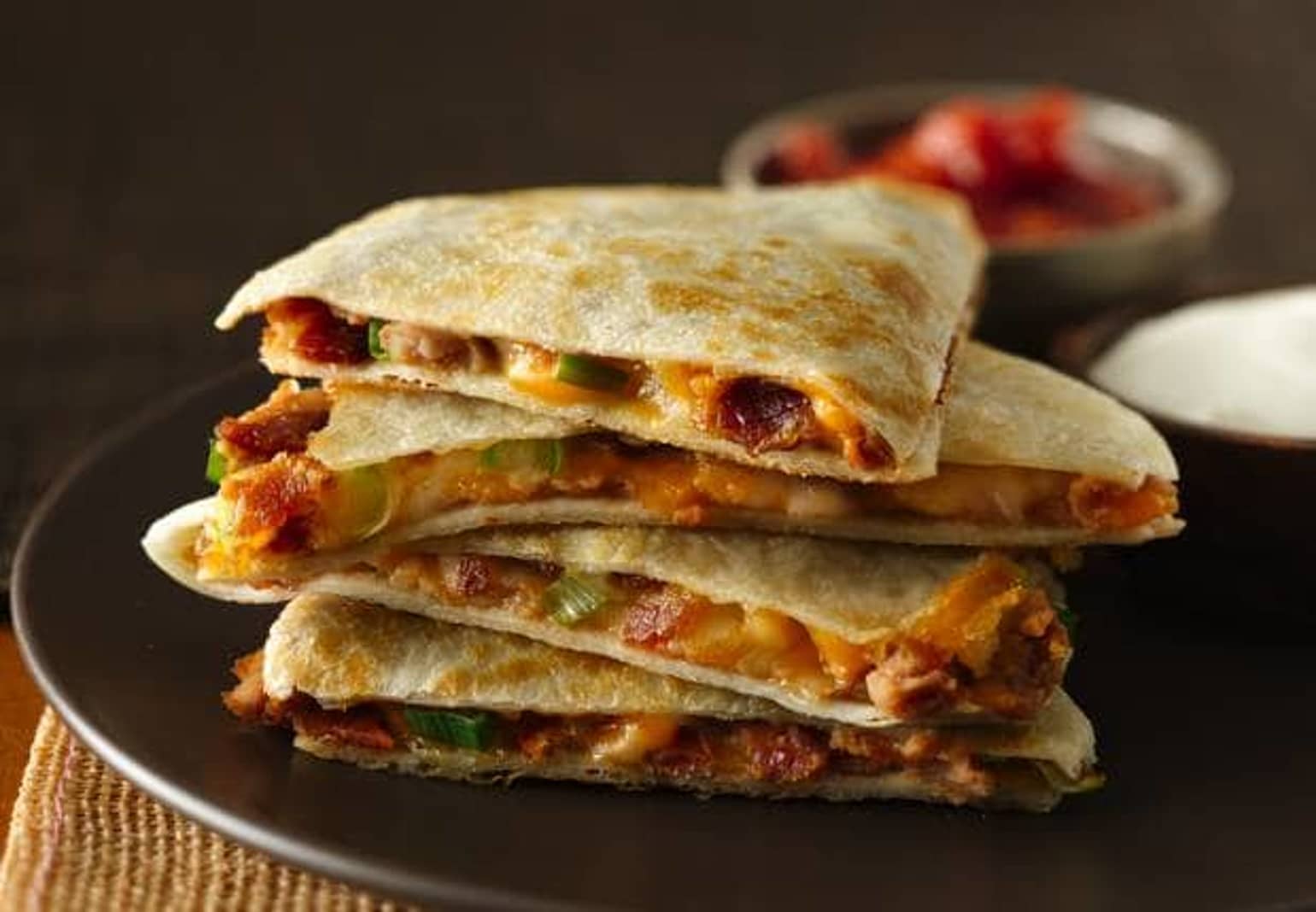 Cheesy Bacon Bean Quesadillas